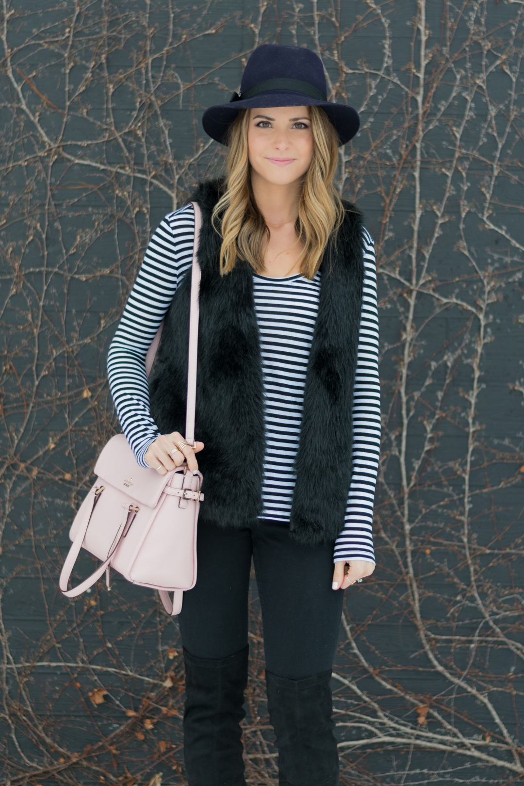 black-faux-fur-vest-floppy-felt-hat-4