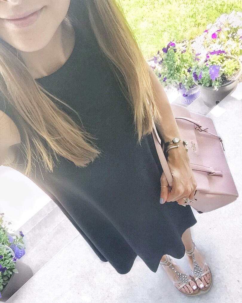 black-high-neck-swing-dress