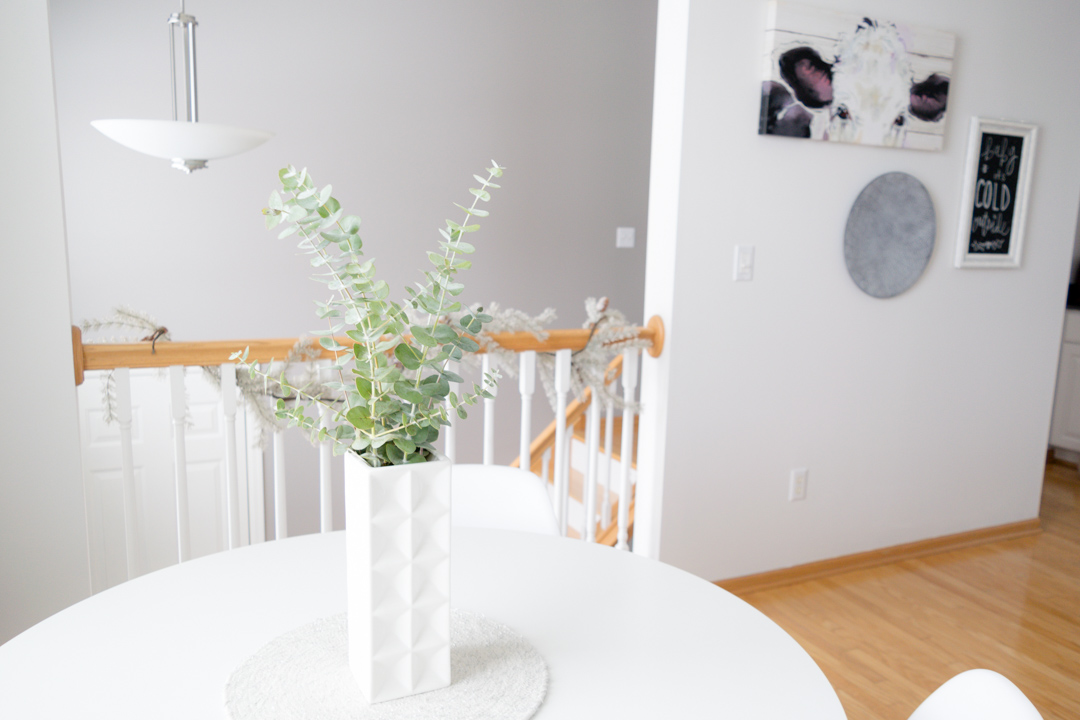 eucalyptus centerpiece, ikea docksta table style