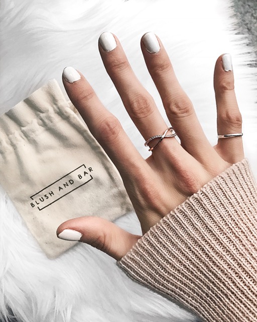 blush and bar rose gold x ring