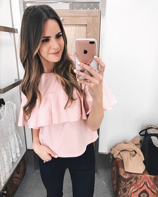 nordstrom pink ruffle tee