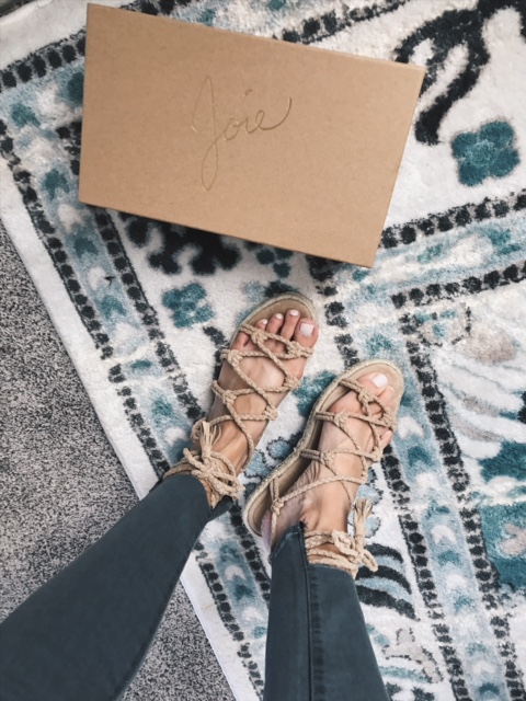 joie lace up espadrilles, merilou boutique mb box review, joie ceaser powder sandal