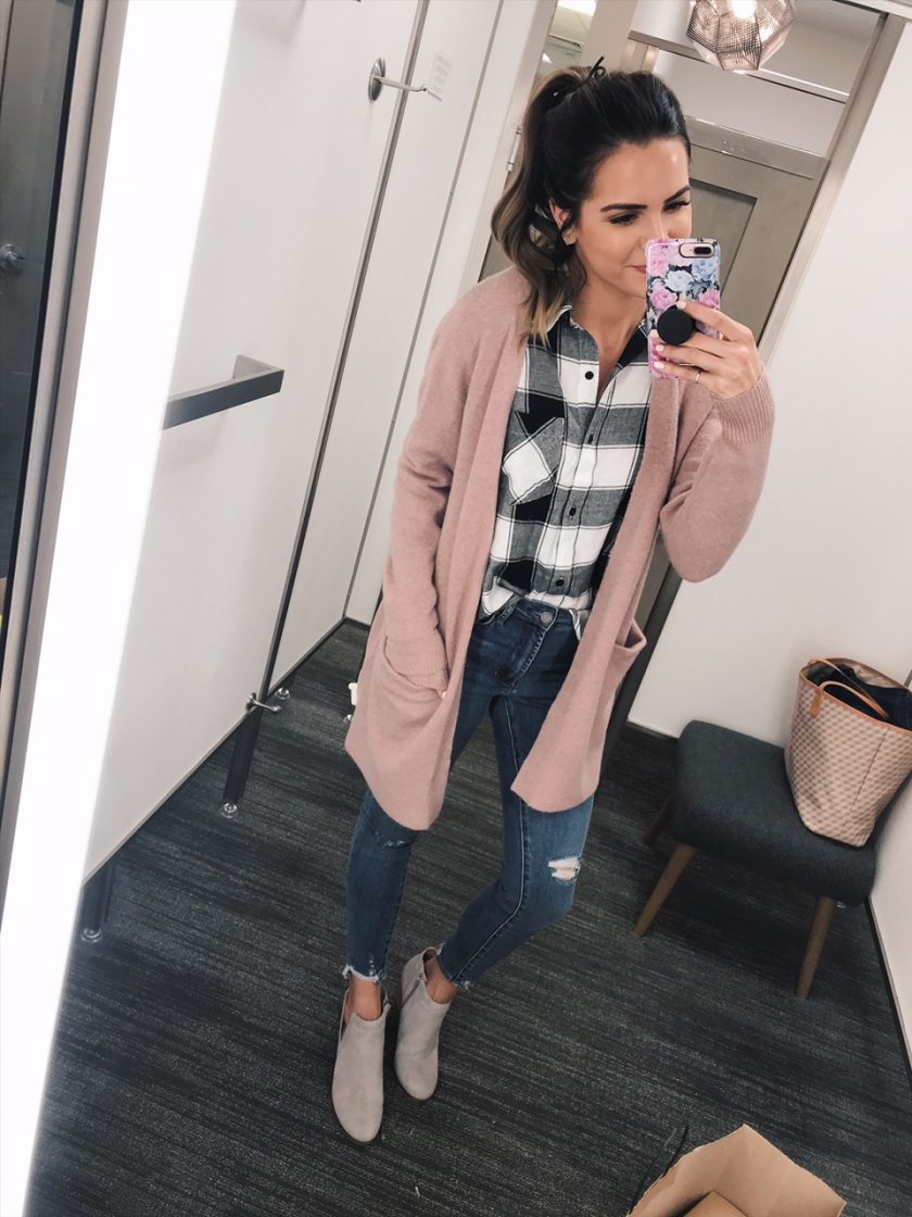 madewell ryder cardigan, bp. plaid shirt, nsale 2018