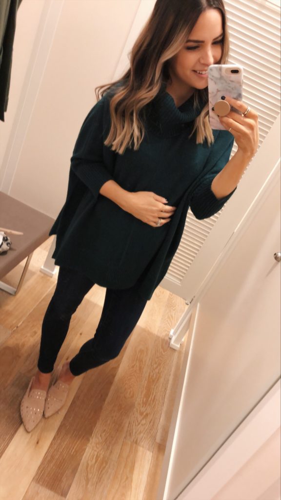 loft turtleneck sweater poncho, loft try-on, friends and family sale