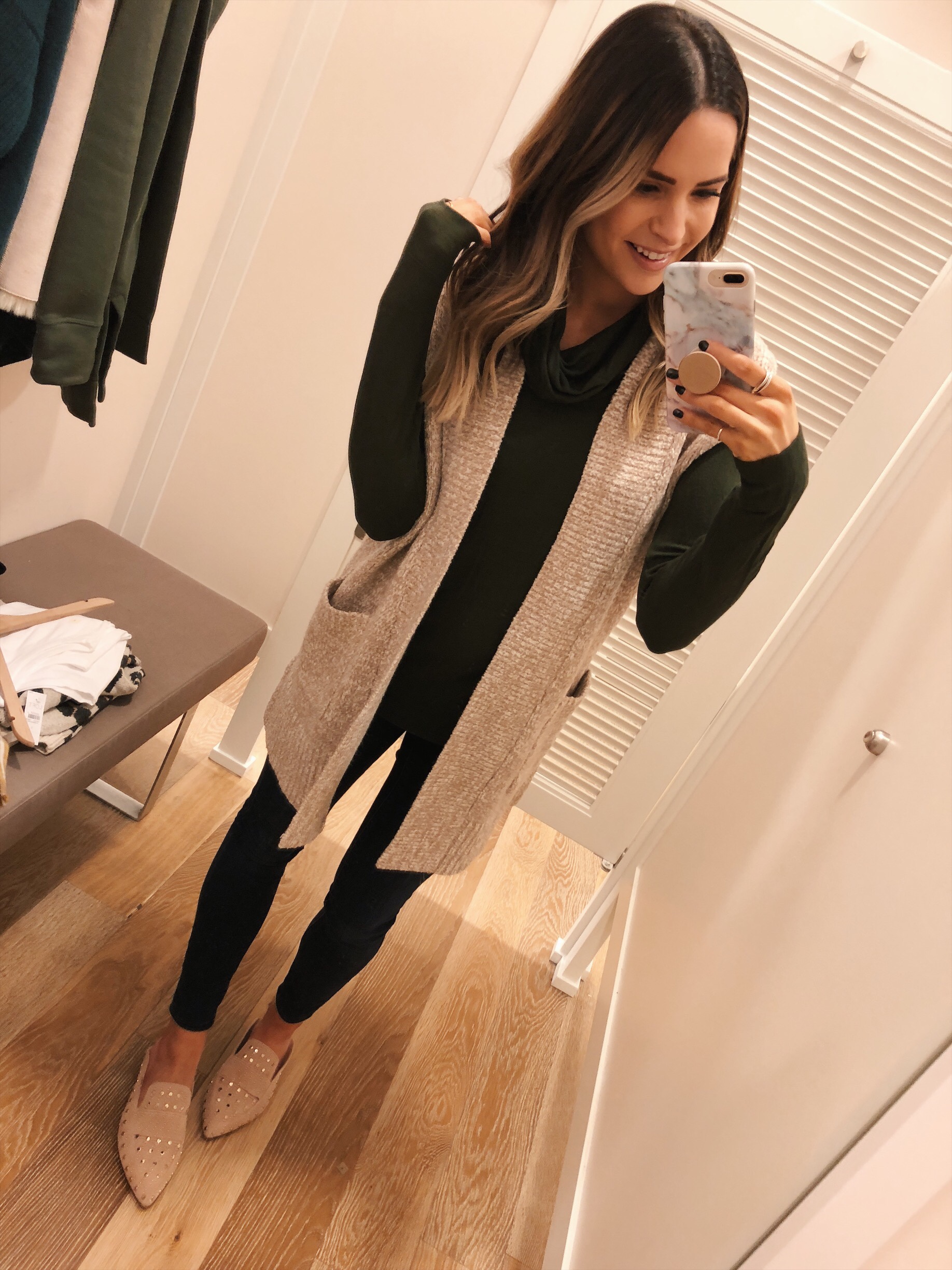 loft pocket sweater vest, loft try-on, friends and family sale