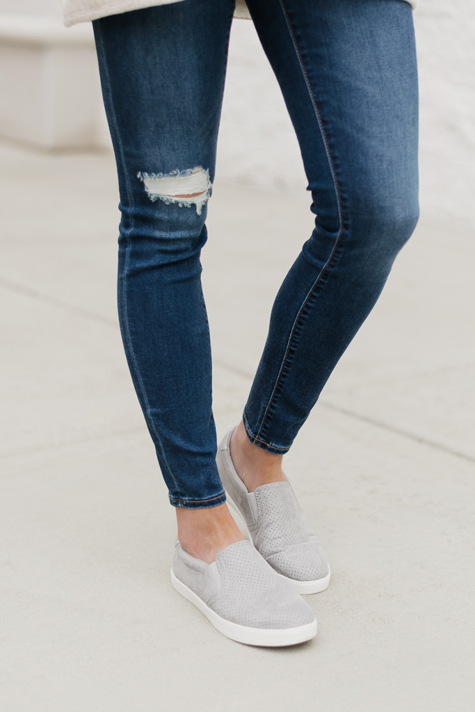 famous footwear dr. scholl's madison slip on sneakers in grey cloud
