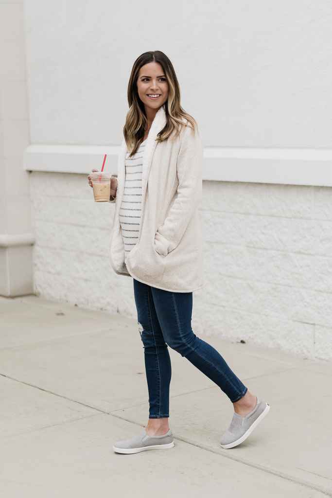 famous footwear dr. scholl's madison slip on sneakers, lauren james sherpa cardigan