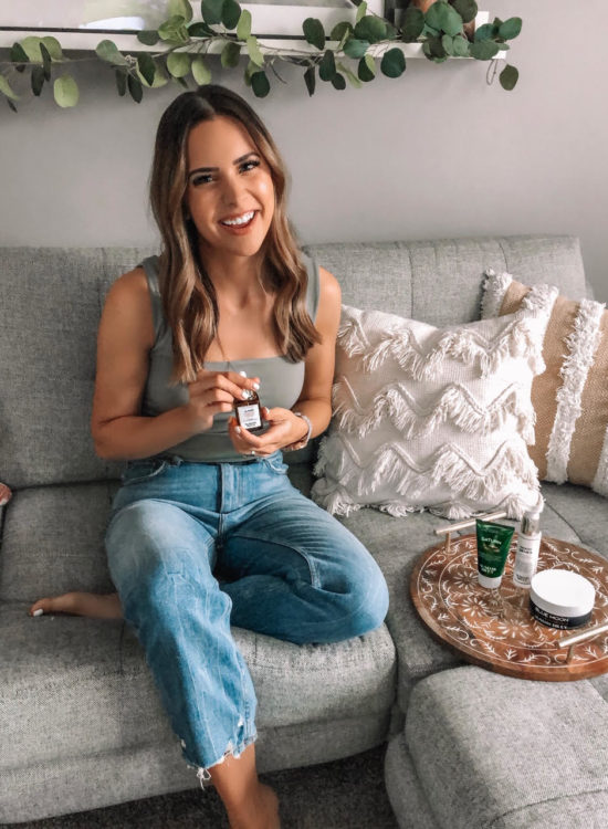 Sunday Riley skincare favorites, good genes review, Saturn sulfur mask reviews, blue moon cleansing balm, Juno facial oil, QVC