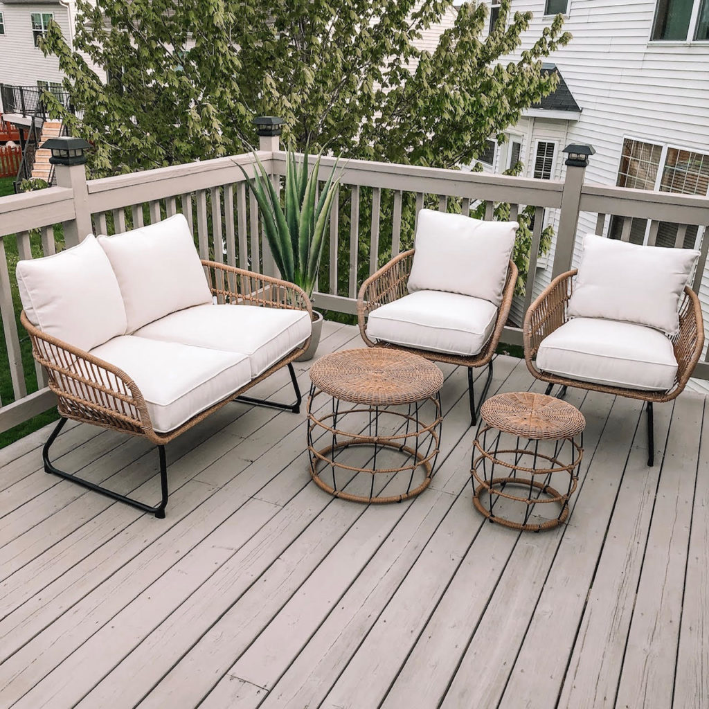 Southport patio furniture, egg chair, linen chairs, loveseat, coffee table and end table, agave outdoor plant, target haul