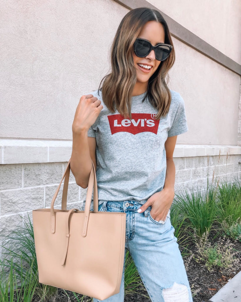 pre-fall basics from Walmart, Leviβs tee, leopard flats, affordable style, budget fashion, casual outfit