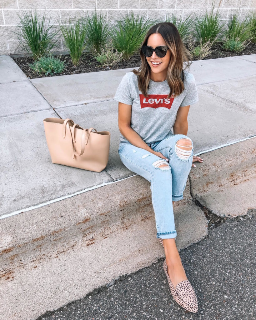 pre-fall basics from Walmart, Leviβs tee, leopard flats, affordable style, budget fashion, casual outfit