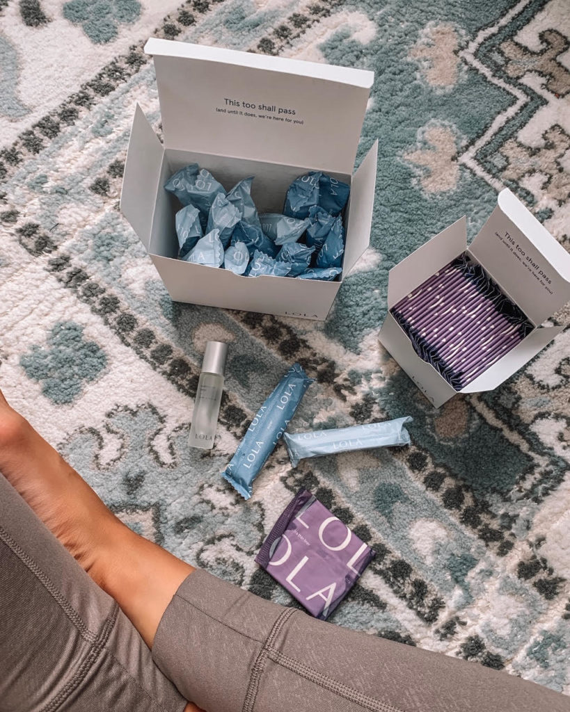 LOLA subscription tampons and pads review, essential oil for cramps