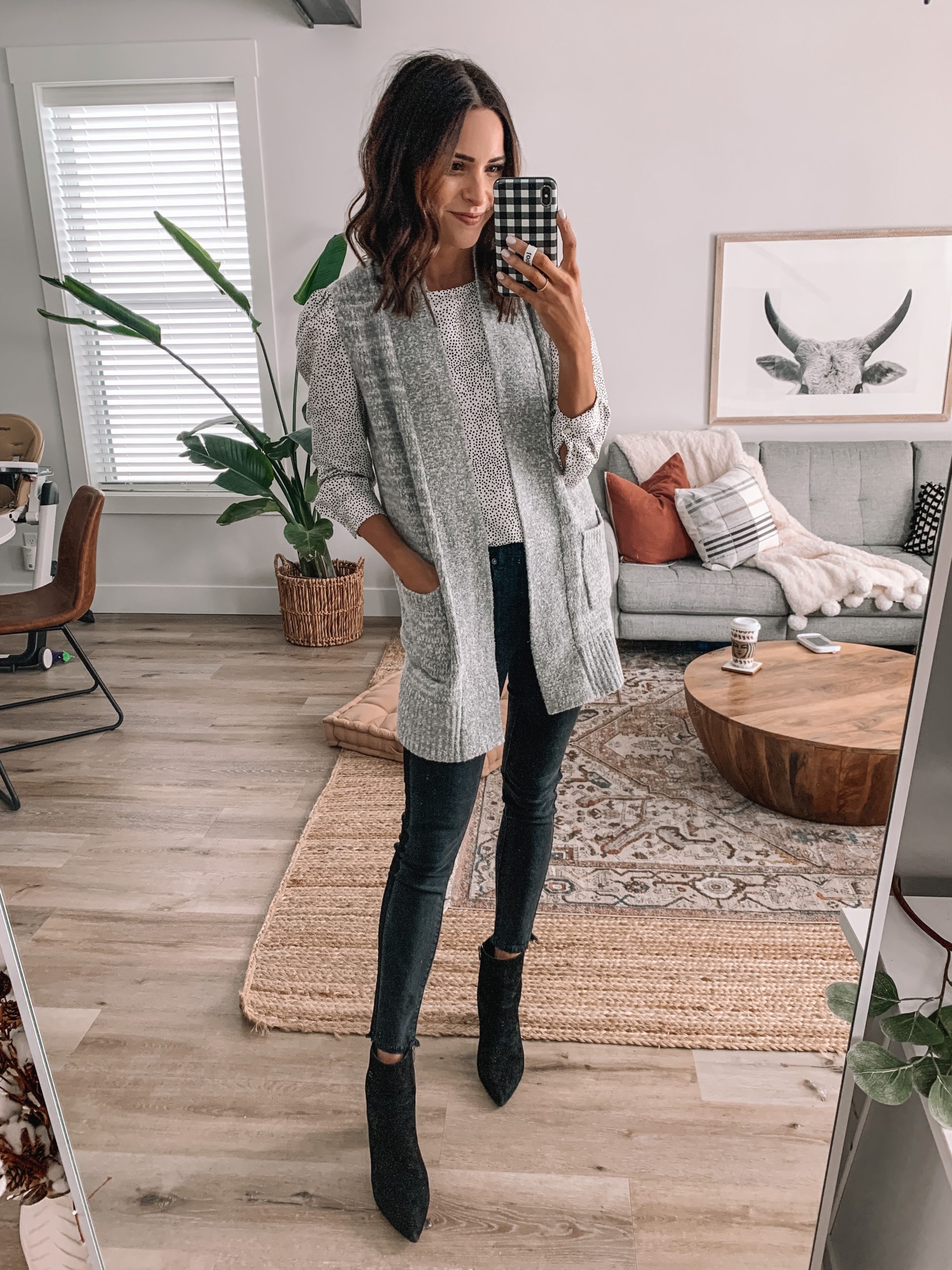 loft end of season sale 2020, pocket sweater vest, work wear outfit