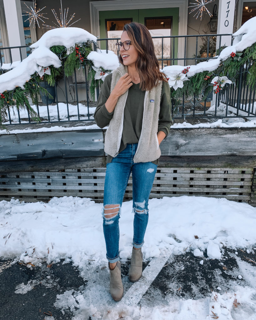 backcountry semi annual sale, Sorel Joan of arctic Chelsea boot, Patagonia Los Gatos vest