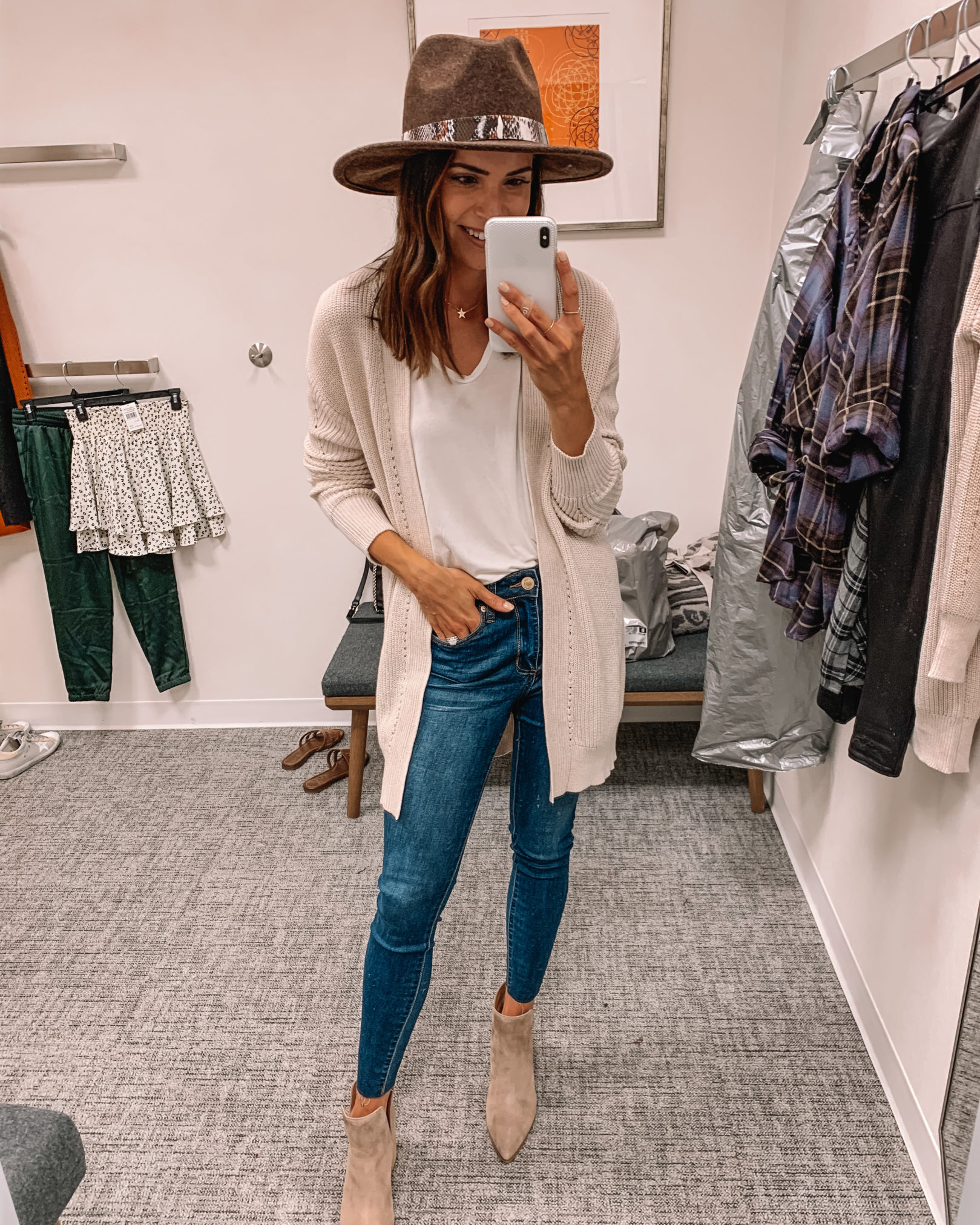 nsale try on, nsale 2020, Nordstrom anniversary sale, bp. cardigan, treasure & bond Panama hat