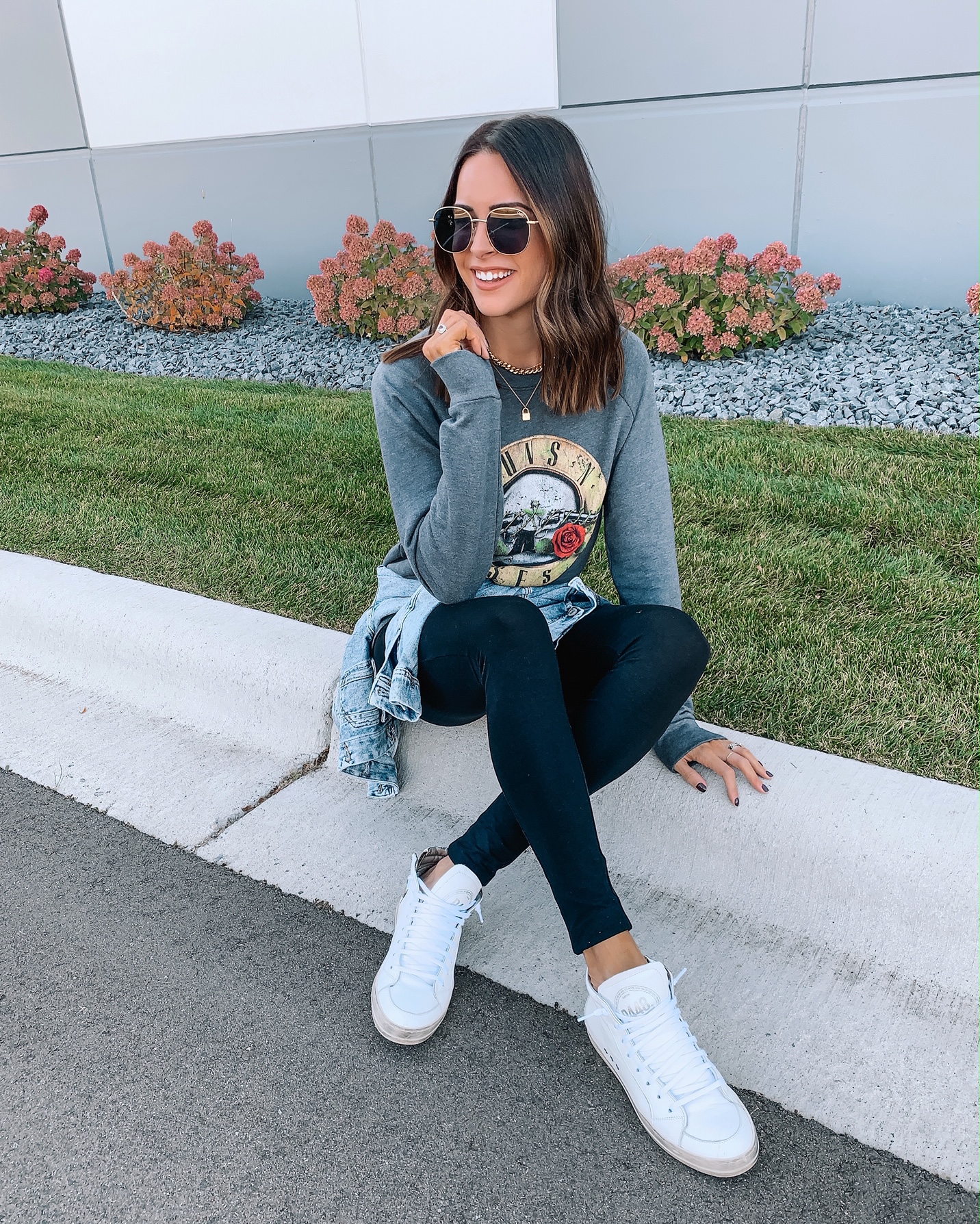 nordstrom fall favorites, fall fashion, under $100, band graphic sweatshirt, high-top sneakers