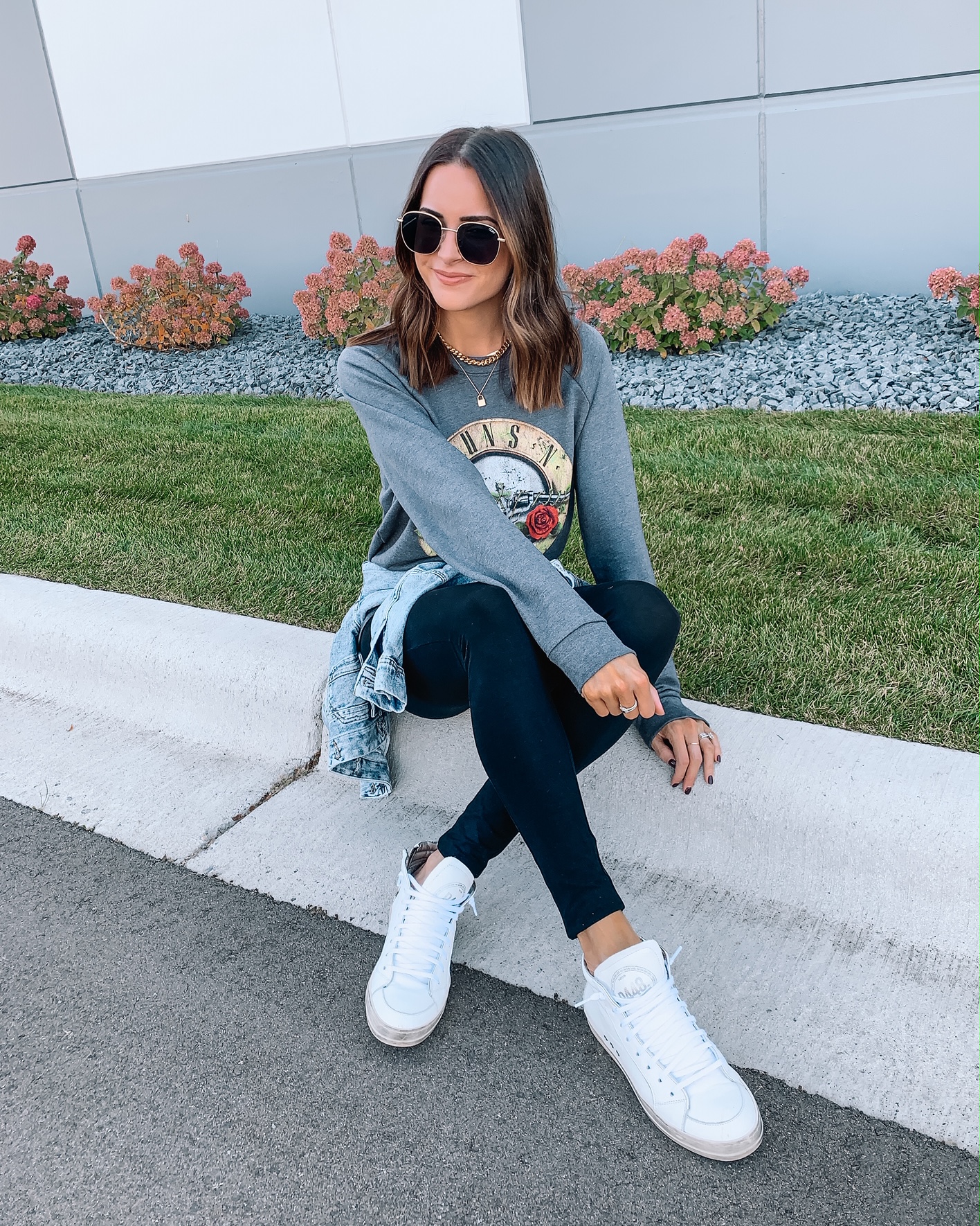 nordstrom fall favorites, fall fashion, under $100, band graphic sweatshirt, high-top sneakers