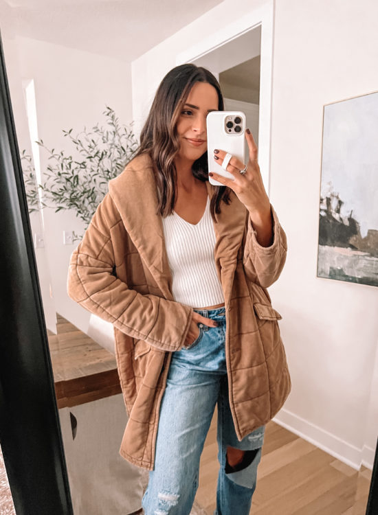 forever 21 quilted longline jacket