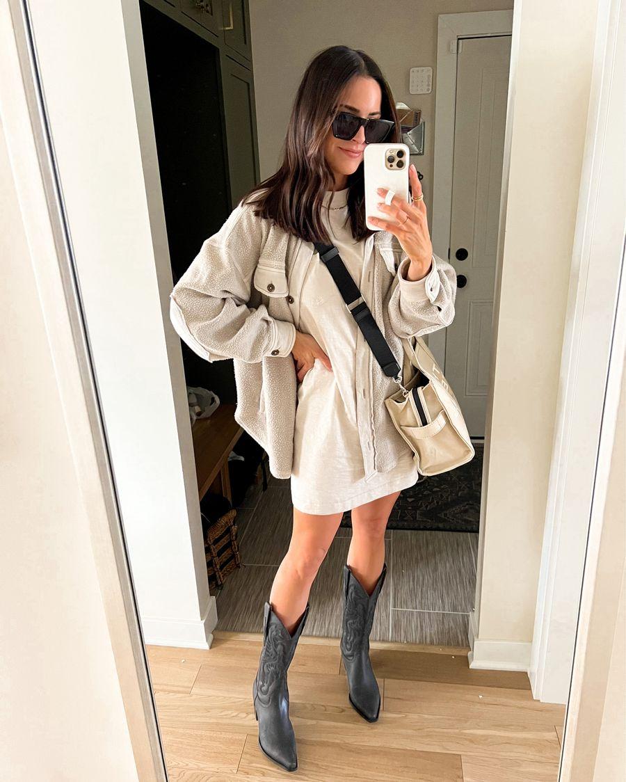 spring outfit 2022, spring outfits, ruby jacket, black western boots outfit, black cowgirl boots
