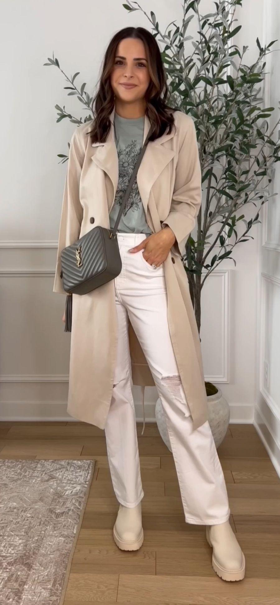 spring outfit 2022, spring outfits, trench coat outfit, ysl camera bag in dark khaki